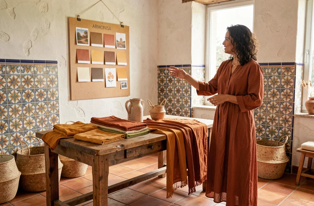 Studio Armonisa décoration intérieure avec inspiration méditerranéenne, céramiques, plâtre brut et textiles chauds