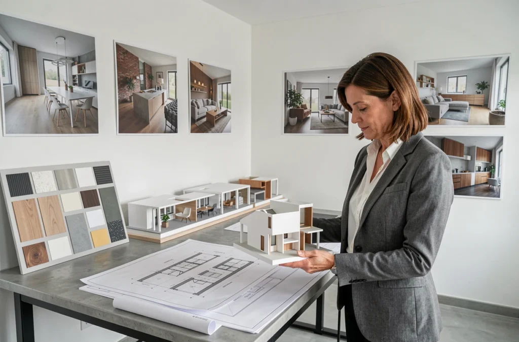 Cabinet L'CK Architecte d'intérieur avec plans techniques, maquettes et planches de matériaux professionnelles